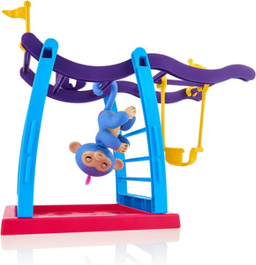WowWee Fingerlings Playset - Monkey Bar Playground + Liv The Baby Monkey (Blue with Pink Hair)