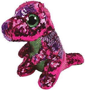Beanie Boos - Stompy Pink/Green Flippable Sequin Dinosaur Medium - Jouets Choo Choo