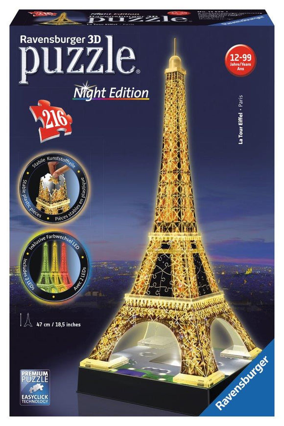 Ravensburger 3D Eiffel Tower Night Edition - 216 pc puzzle-buildings