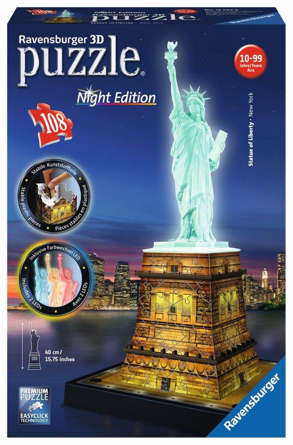 Ravensburger 3D Statue of Liberty Night Edition - 108 pc puzzle-buildings