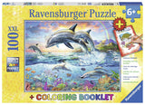 Ravensburger Vibrant Dolphins  - 100 pc Puzzle + Coloring Book